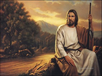 Jesús Pastor del Mundo religioso cristiano Pinturas al óleo